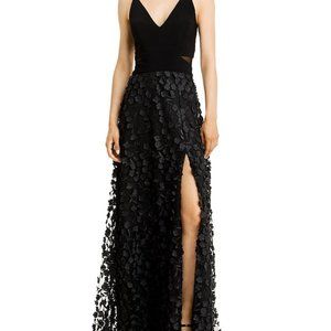 AQUA Floral Applique Gown Black SZ 8